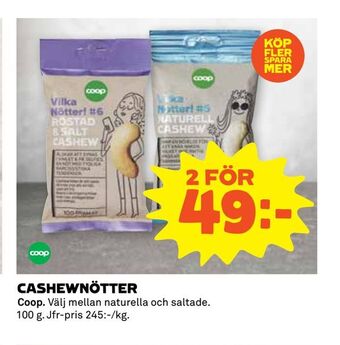 Coop Extra Cashewnötter erbjuda