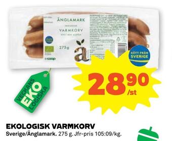 Stora Coop Ekologisk varmkorv erbjuda
