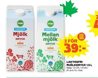 Stora Coop Laktosfri mjölkdryck 1,5 l erbjuda