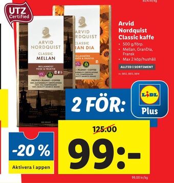 Lidl Arvid. nordquist classic kaffe erbjuda