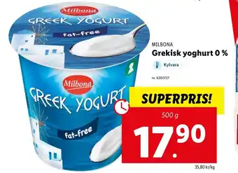 Lidl Grekisk Yoghurt 0 % erbjuda