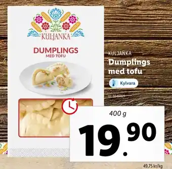 Lidl Dumplings med Tofu erbjuda