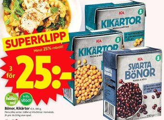 ICA Supermarket Bönor, Kikärtor erbjuda