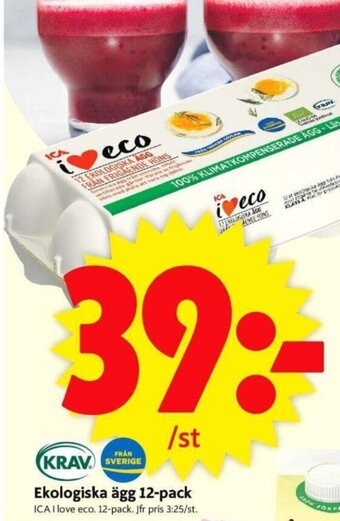 ICA Supermarket Ekologiska Ägg 12- pack erbjuda