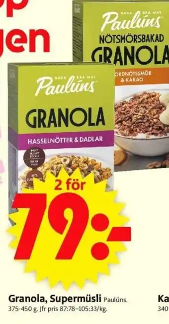 ICA Supermarket Granola, Supermüsli erbjuda