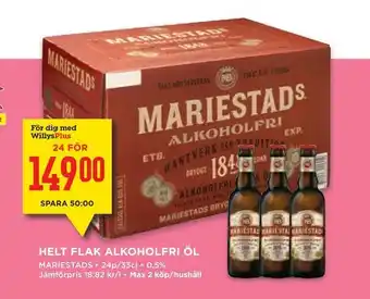 Willys Helt flak alkoholfri öl erbjuda