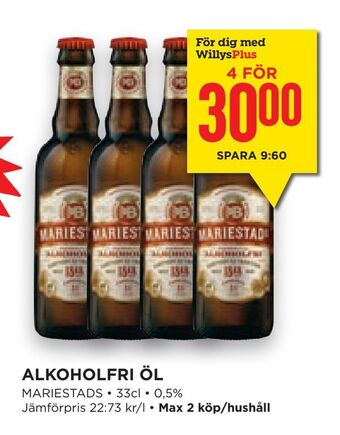 Willys Hemma Alkoholfri öl erbjuda
