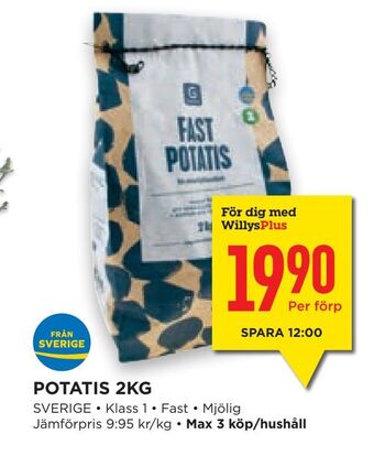 Willys Hemma Potatis 2kg erbjuda