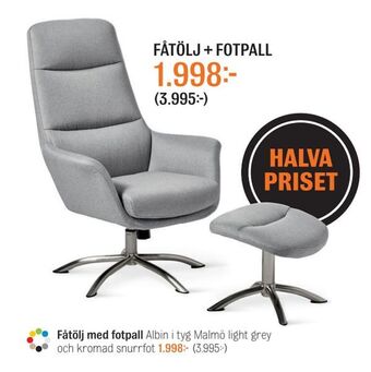 Mio Fåtölj med fotpall erbjuda