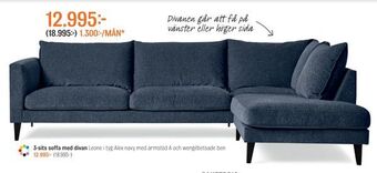 Mio 3-sits soffa med divan erbjuda