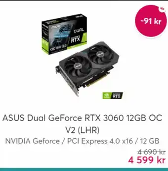 Webhallen Asus Dual GeForce RTX 3060 12GB OC V2 ( LHR ) erbjuda