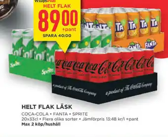 Helt Flak Läsk Coca-Cola, Fanta, Sprite