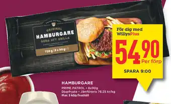 Willys Hemma Hamburgare Prime Patrol erbjuda