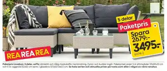 Rusta Paketpris Lissabon, 5 delar, soffa 52x52 cm erbjuda