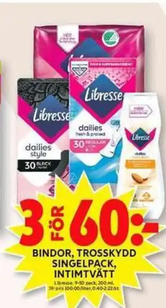 ICA Maxi Bindor, Trosskydd Single Pack, Intimtvätt erbjuda