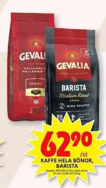 ICA Maxi Kaffe Hela Bönor, Barista erbjuda