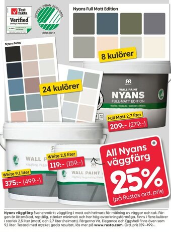 Rusta Nyans väggfärg erbjuda