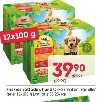 Rusta Friskies våtfoder, hund 12x100 g erbjuda