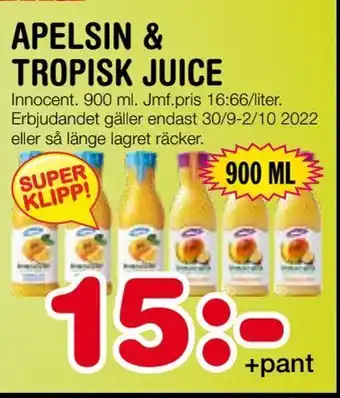 Nya Pulsen Apelsin & tropisk juice erbjuda