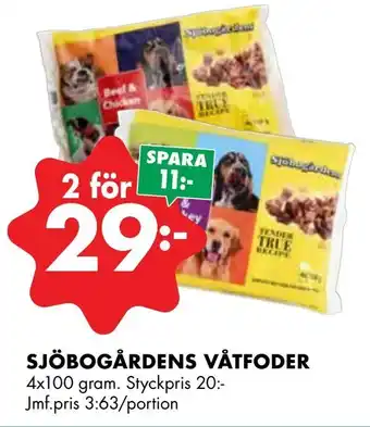 ÖoB Sjöbogårdens våtfoder erbjuda