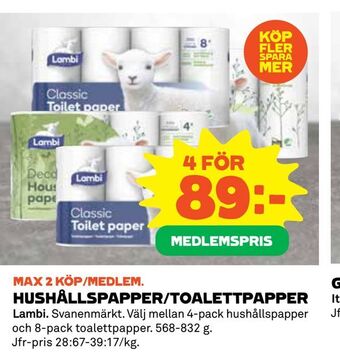 Coop Hushållspapper/toalettpapper erbjuda