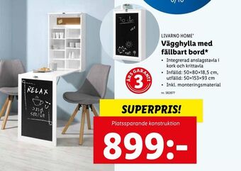 Vägghylla med fällbart bord