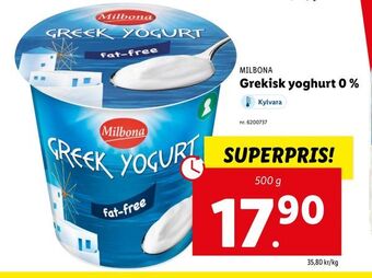 Lidl Grekisk yoghurt 0 % erbjuda