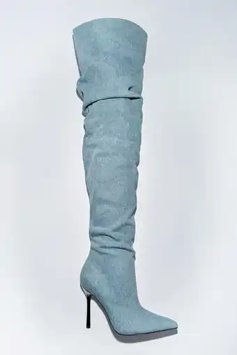Denim over-the-knee boots