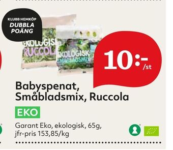 Hemköp Babyspenat, småbladsmix, ruccola erbjuda