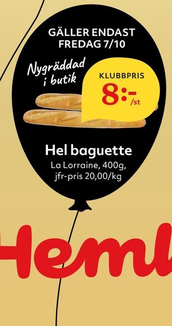 Hemköp Hel baguette erbjuda