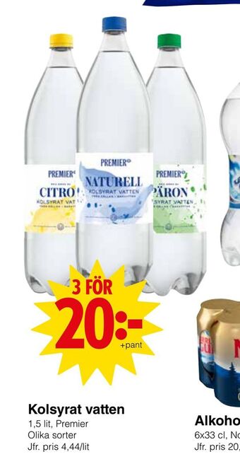 Matöppet Kolsyrat vatten erbjuda