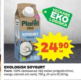 Coop Ekologisk soygurt erbjuda