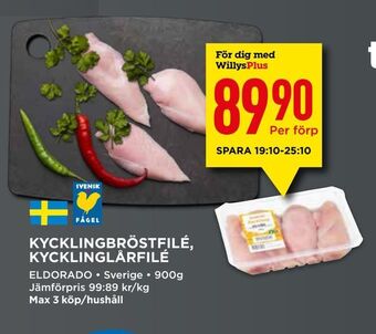 Willys Kycklingbröstfilé, kycklinglårfilé erbjuda