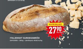 Willys Italienskt surdegsbröd erbjuda