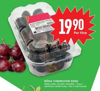 Willys Hemma Röda vindruvor 500g erbjuda