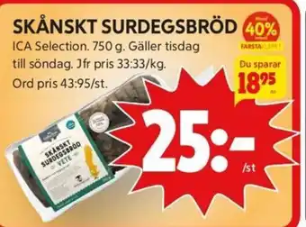 ICA Kvantum Skånskt Surdegsbröd erbjuda