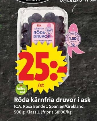 ICA Supermarket Röda Kärnfria Druvor i Ask erbjuda
