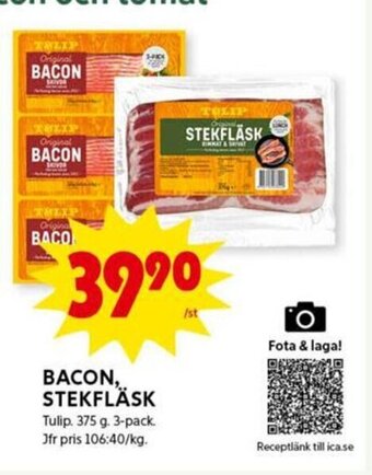 ICA Kvantum Bacon, Stekfläsk erbjuda