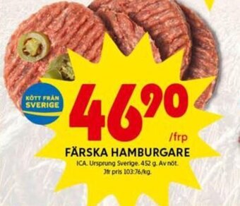 ICA Kvantum Färska Hamburgare erbjuda