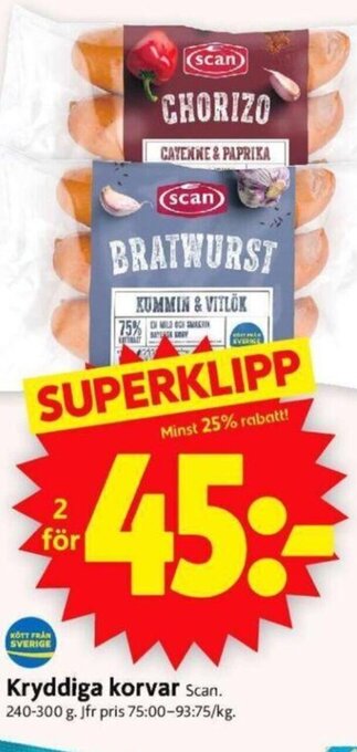 ICA Supermarket Kryddiga Korvar erbjuda