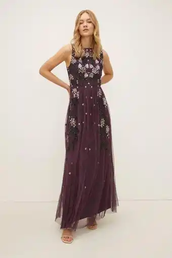 Oasis Premium sequin embroidered maxi dress erbjuda
