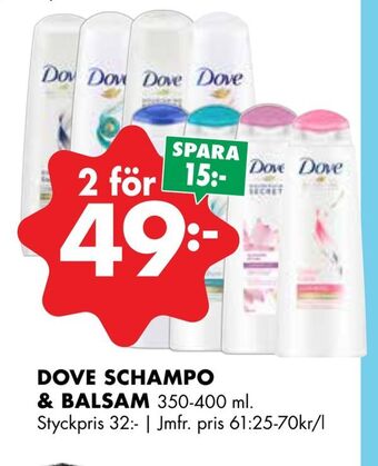 ÖoB Dove schampo & balsam erbjuda
