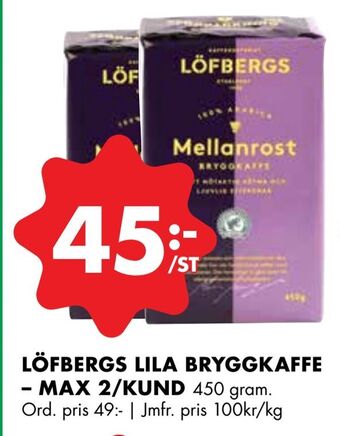 ÖoB Löfbergs lila bryggkaffe - max 2/kund erbjuda