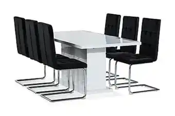 Kulmbach matbord 180 vit + 6 solei stol svart