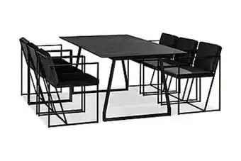 Furniturebox Kias matbord 200 svart + 6 nijou stol vit/grå erbjuda