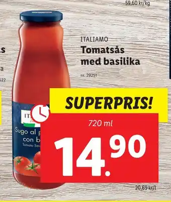 Lidl Tomatsås med basilika erbjuda