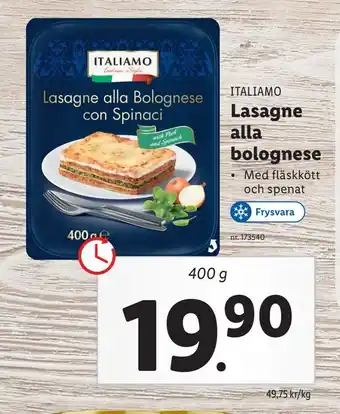 Lidl Lasagne alla bolognese erbjuda