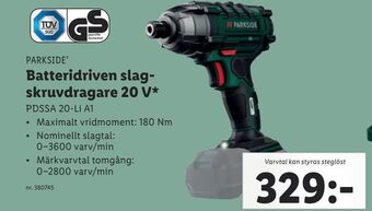 Lidl Batteridriven slagskruvdragare 20 v erbjuda
