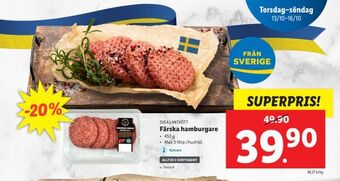 Lidl Färska hamburgare erbjuda