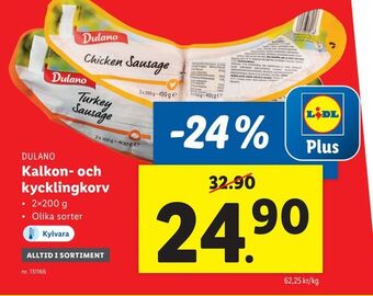 Lidl Kalkon- och kycklingkorv erbjuda